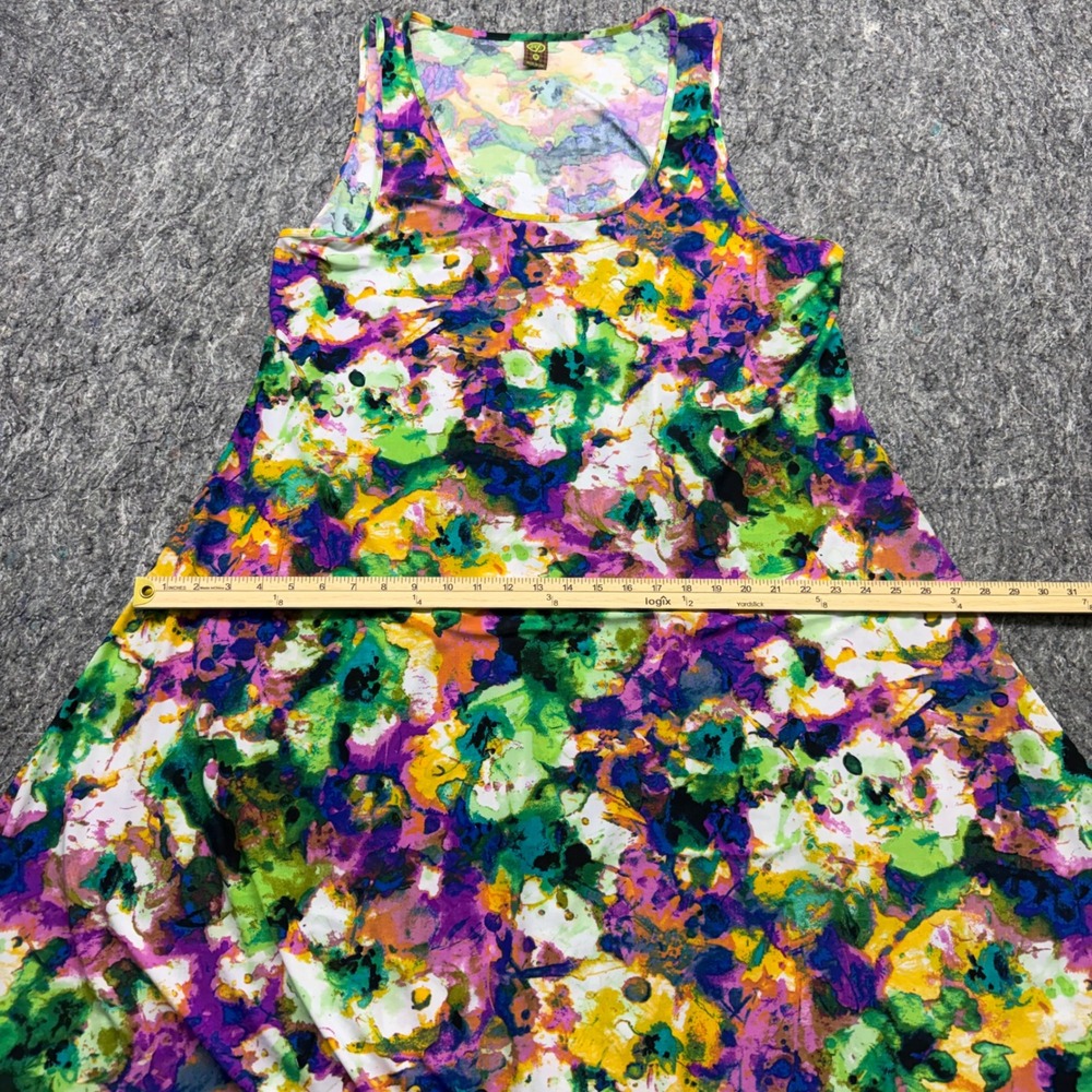 24/7 Comfort Apparel Womens 3X Abstract Floral Watercolor A-Line Tank Dress - Picture 4 of 6